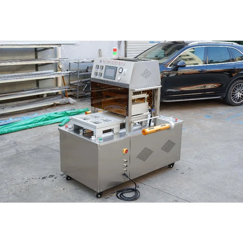 Rotary MAP Tray Sealer Nitrogen Gas Flush Commercial Food Tray Sealing Machine for Ready Meal Meat Packaging