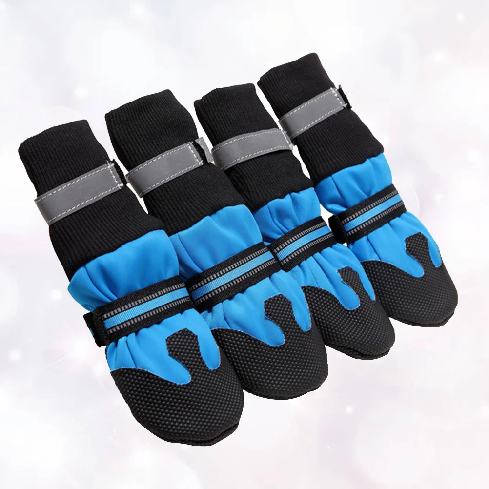 

1 Set Pet Dog Shoes Blue Size For Autumn Winter Warm Anti-Slip Outdoor Dog Boots Durable Paws Protection Comfortable Walking