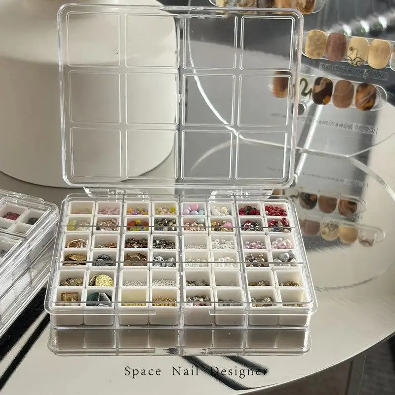 24/36/48Grids Nail Decoration Accessories Storage Box Transparent Jewelry Earrings Display Box Storage Container