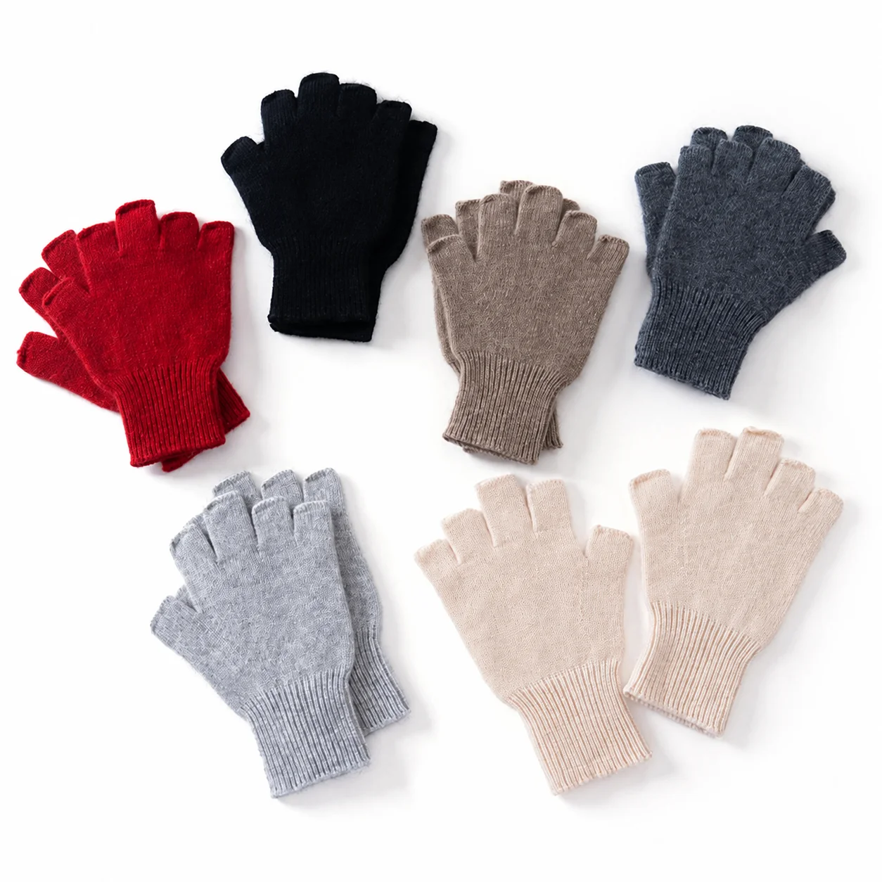 Half Finger Gloves Natural Stretch Cashmere Wool Blend Gloves Winter Gloves Warm For Daily Commute Short Outdoor Trips Adults