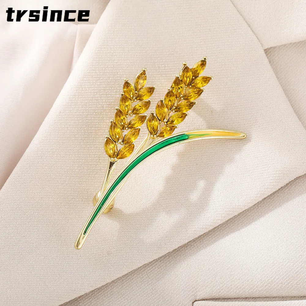 

Fashion Unisex Plant Wheat Rhinestone Brooches Pins Luxury Clothes Pins Delicate Accessories Corsages Vintage Suit Lapel Badges