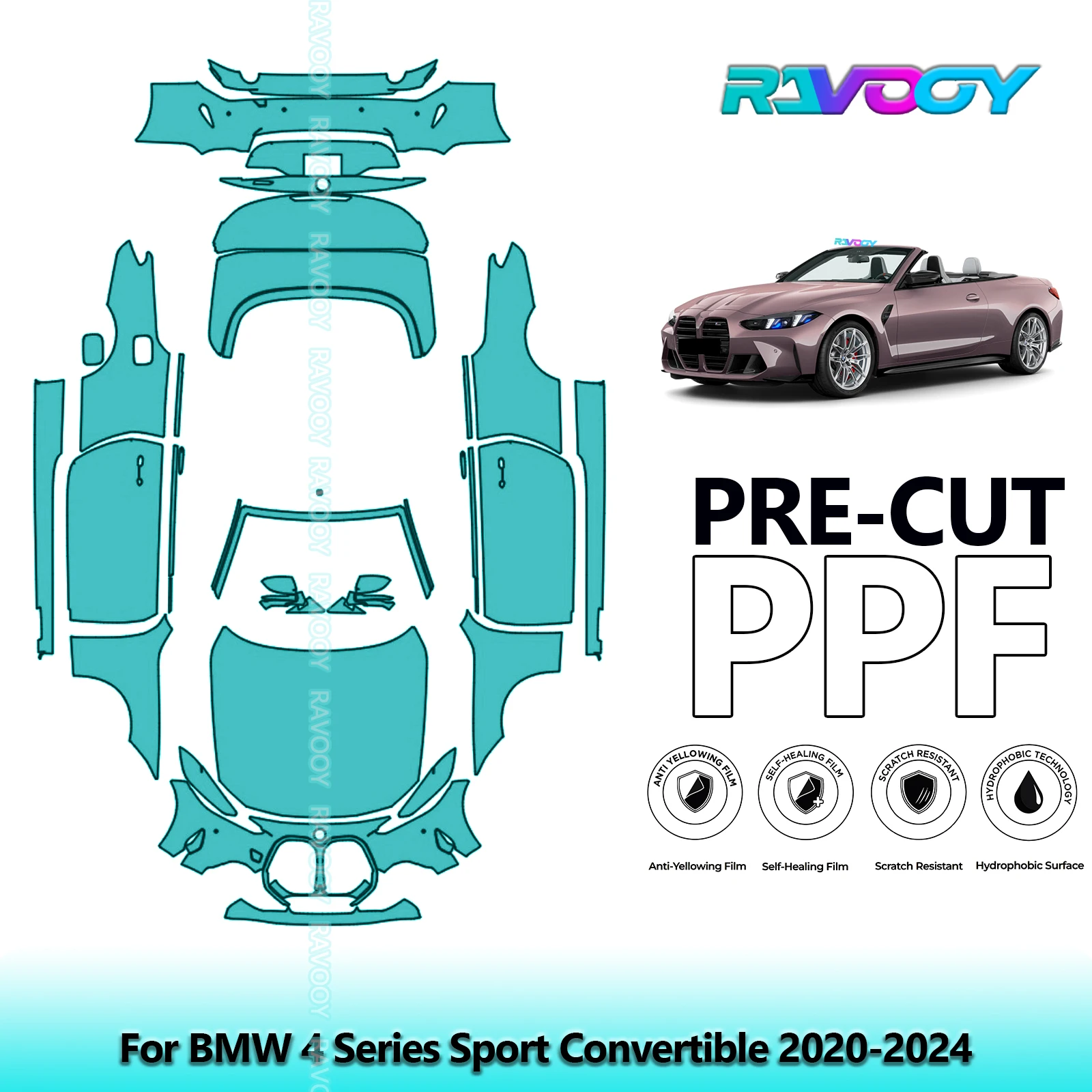 

For BMW 4 Series Sport Convertible 2020-2024 Full Vehicle Paint Protection Film 8.5Mil Precut PPF Kit