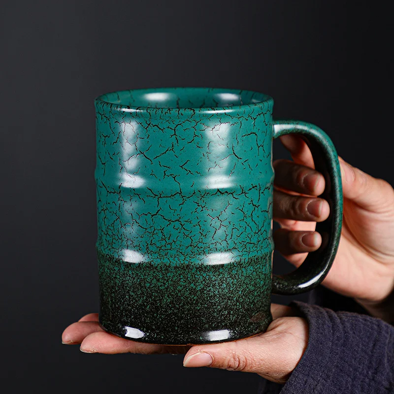 600ml Ölfass Tasse große Kapazität Keramik Kaffeetasse Haushalt Latte Espresso Latte Tasse Steinzeug Tee tasse Wasser Tasse Trink geschirr