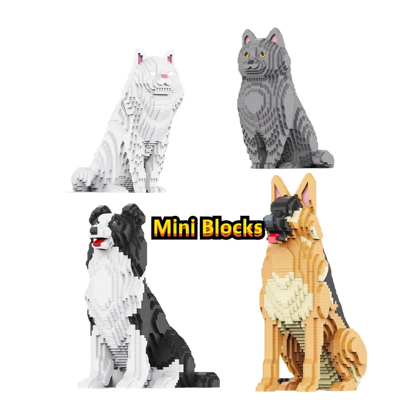 

DIY Building Blocks for Adult Kids Realistic Animal Model Kit Husky Persian RAGDOLL Cat Creative STEM Educational Toy Home Decor