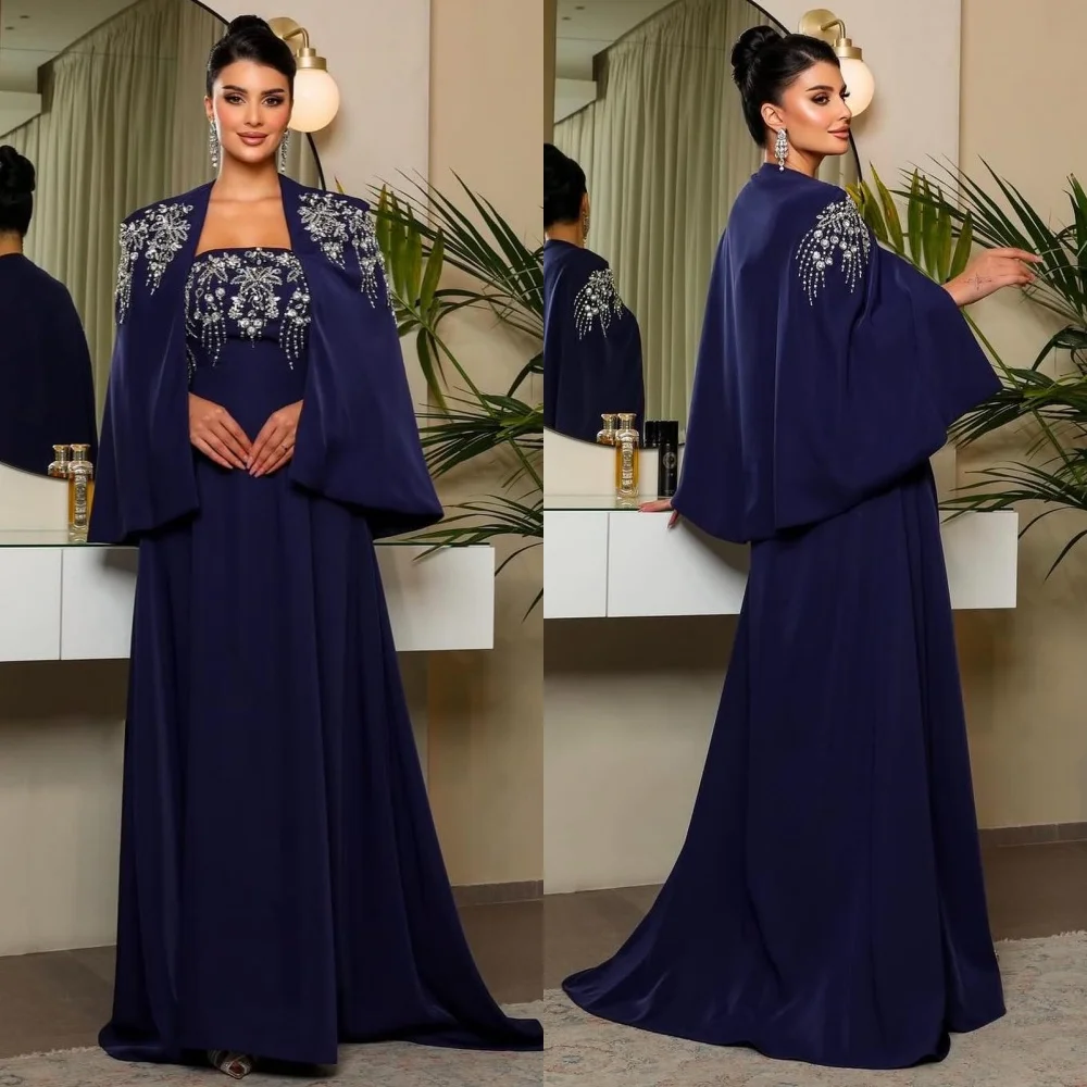 

Customized Fashion Jersey Pleat Pattern A-line Square Neck Long Dresses Bespoke Occasion Party High Quality Classic