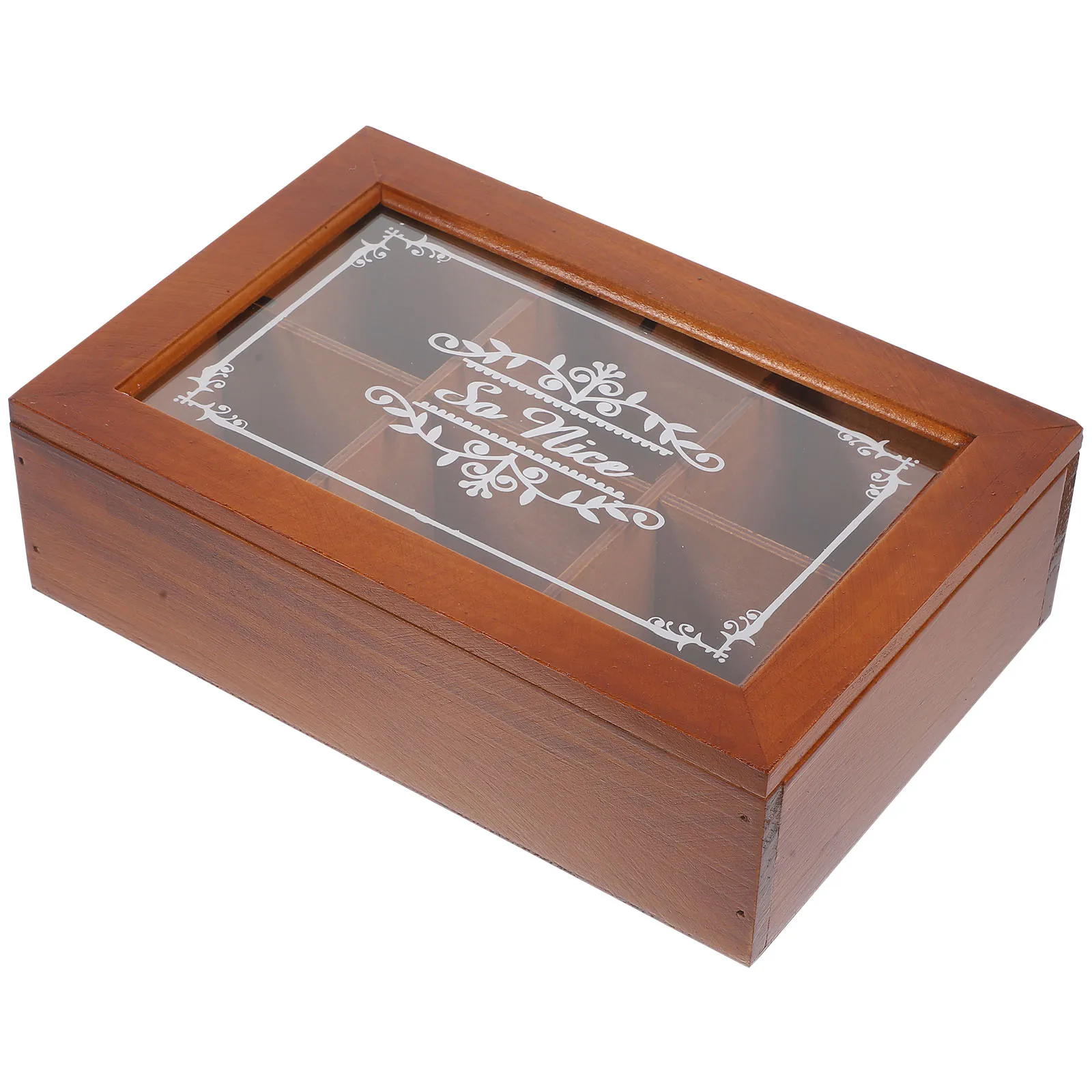 

Wooden Jewelry Box 6 Compartments Lightweight Decorative Organizer for Rings Earrings Necklaces Bracelets Storage Case Small
