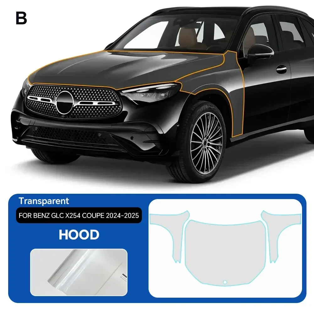 

For Mercedes-Benz GLC X254 Coupe 2024 2025 TPU Body Bumper Door Pre-cut Paint Protection Film PPF Scratch-resistant Transparent