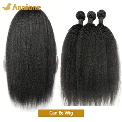 Mechones rizados rectos para mujeres negras, extensiones de cabello humano 100% Natural, Yaki, 22, 24 y 26 pulgadas