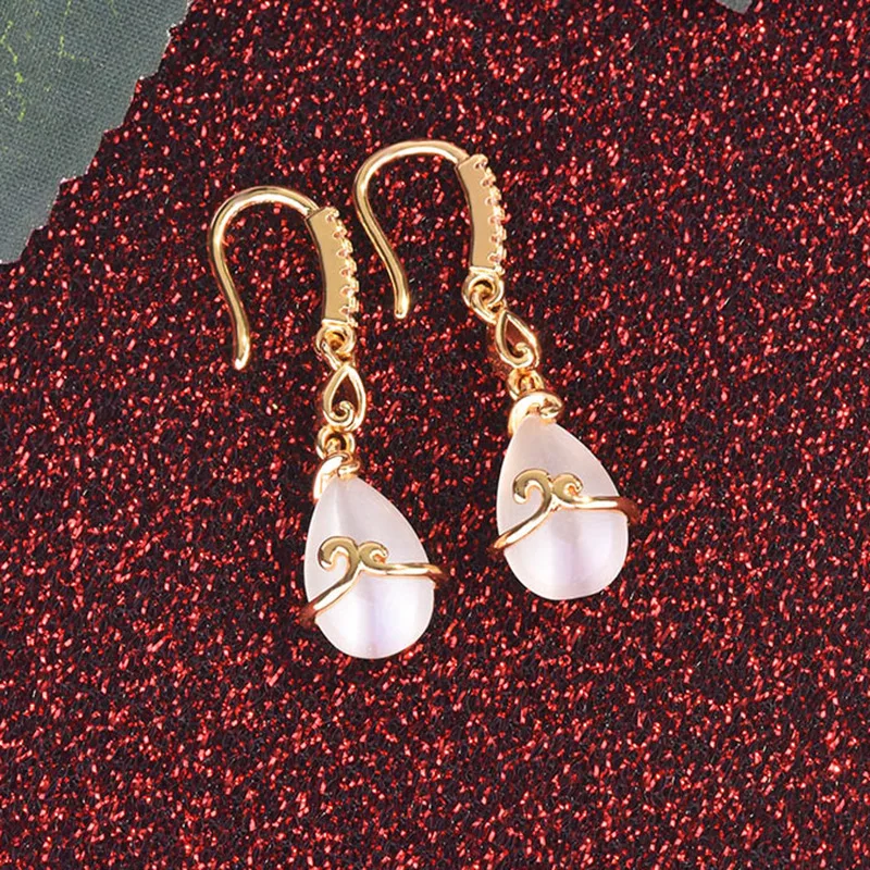 Women s S925 Sterling Silver Stud Earrings Featuring Water Drop Opal and Personalized Diamond Stylish and Delicate Ear Jewelry