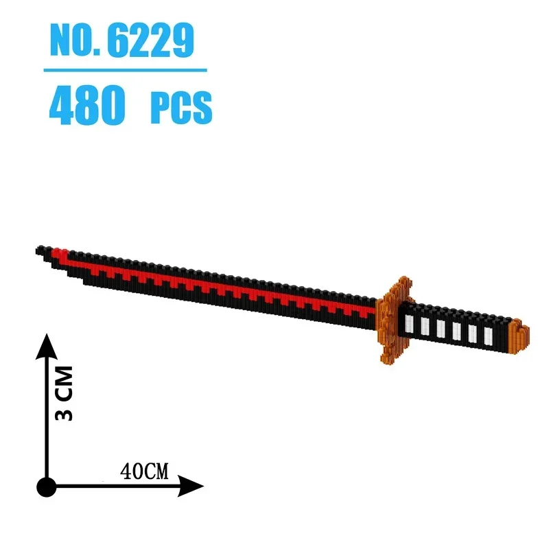 Samurai Sword Building Blocks Ninja Blade Katana Japanese Anime Knife DIY MOC Model Bricks Assembly Toys for Adult Children Gift
