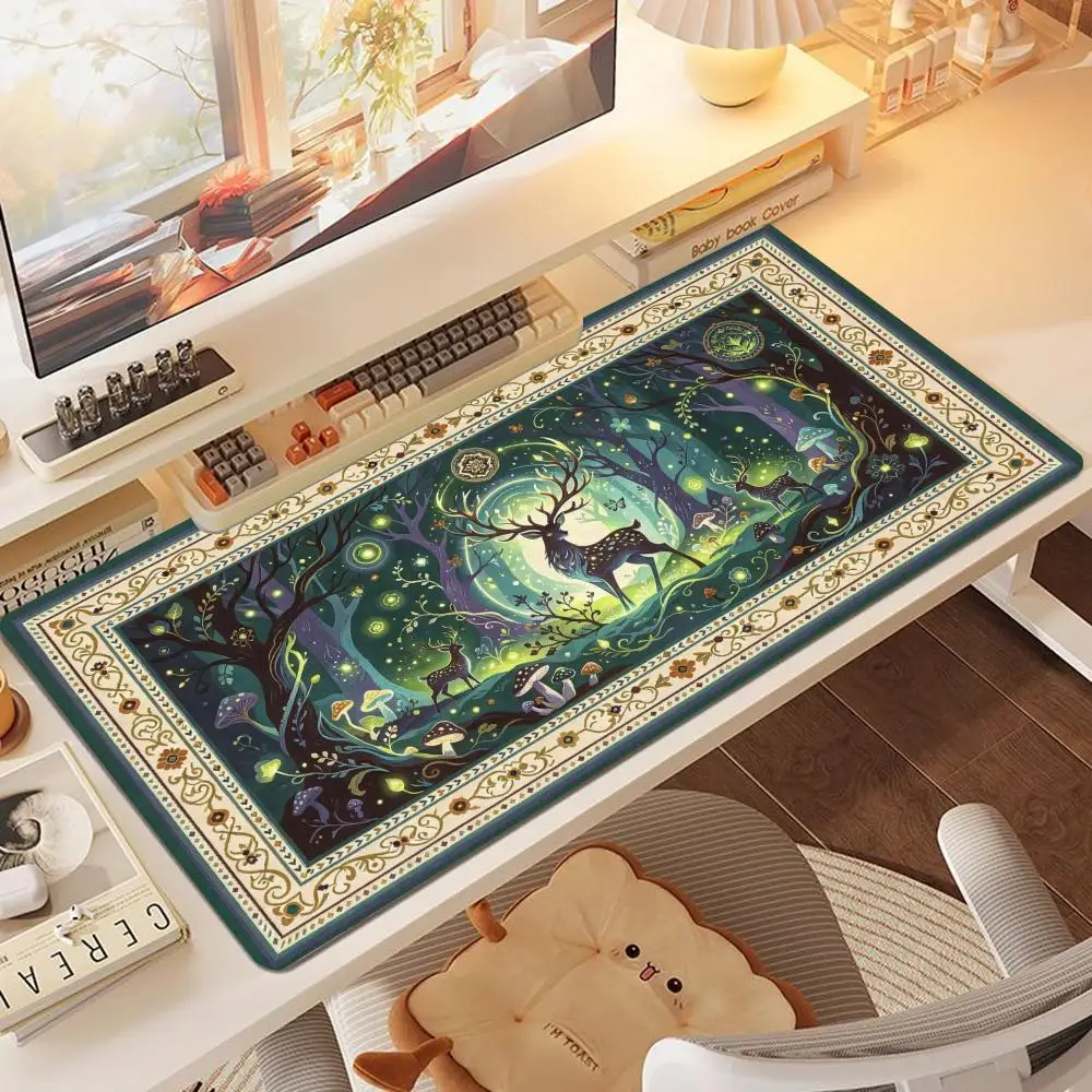 Aurora Polar Bear Persian Rug Pattern Desk Mat Thick Rubber Smooth Surface For Kids Bedroom Home