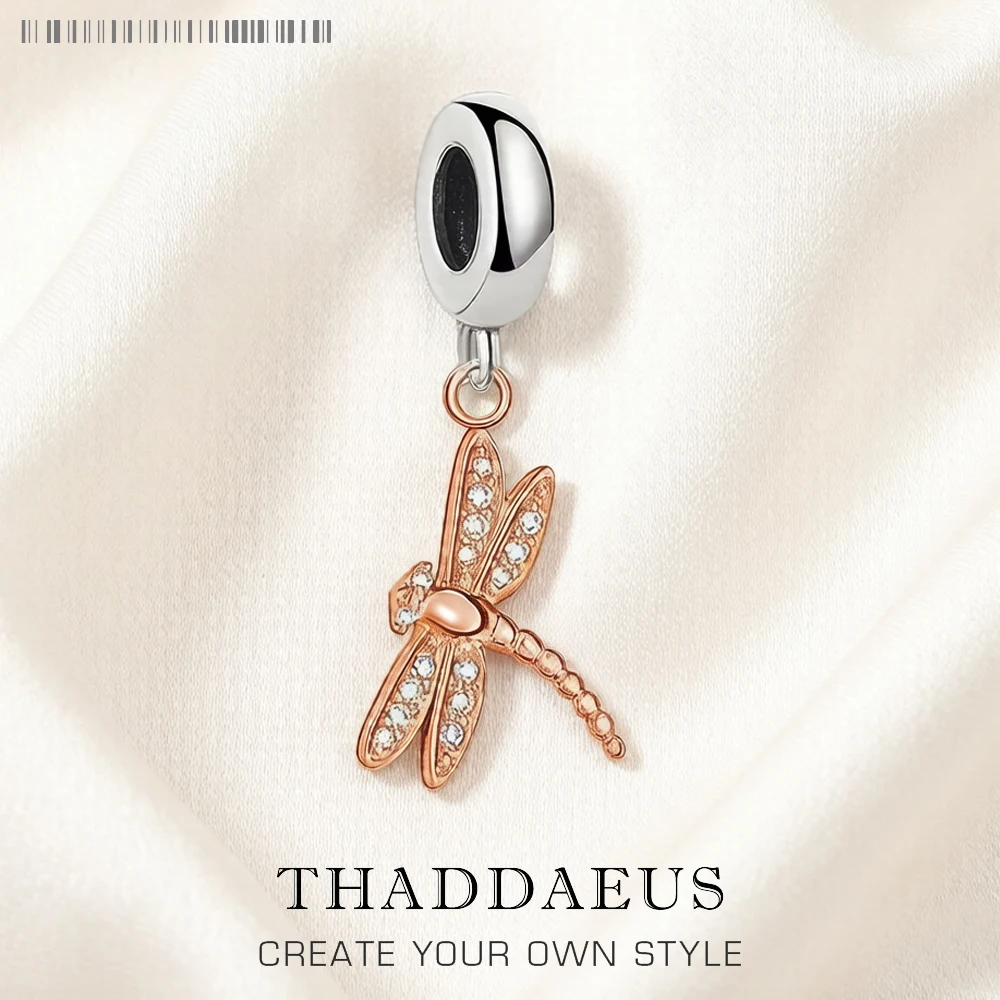 

Rose Gold Plated Dragonfly Pendant Dangle Charm Women Cute Gift 925 Sterling Silver Fine Jewelry