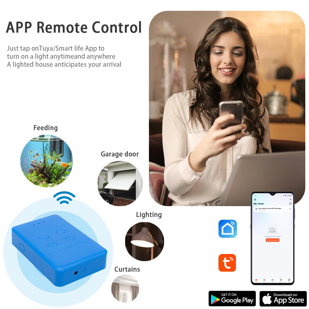 1-10pcs Smart ATA PTX-4 WiFi Remote Control Garage Door Opener Tuya 433.92MHz Rolling Code Transmitter USB 5V RF Bridge Alexa