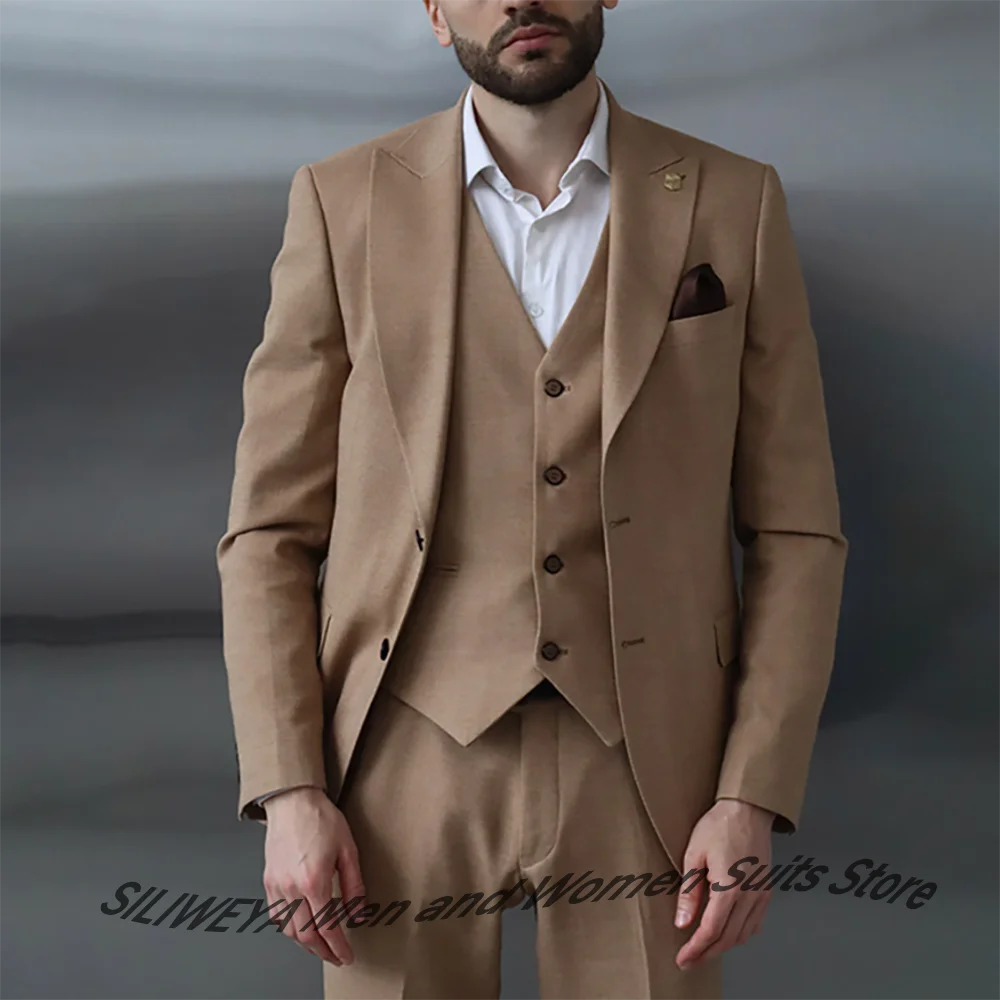 

Formal Men's Suits Slim-Fit Single Breasted Peaked Lapel 2Piece Set Classic Jacket+Pants Wedding Business Party Outfit