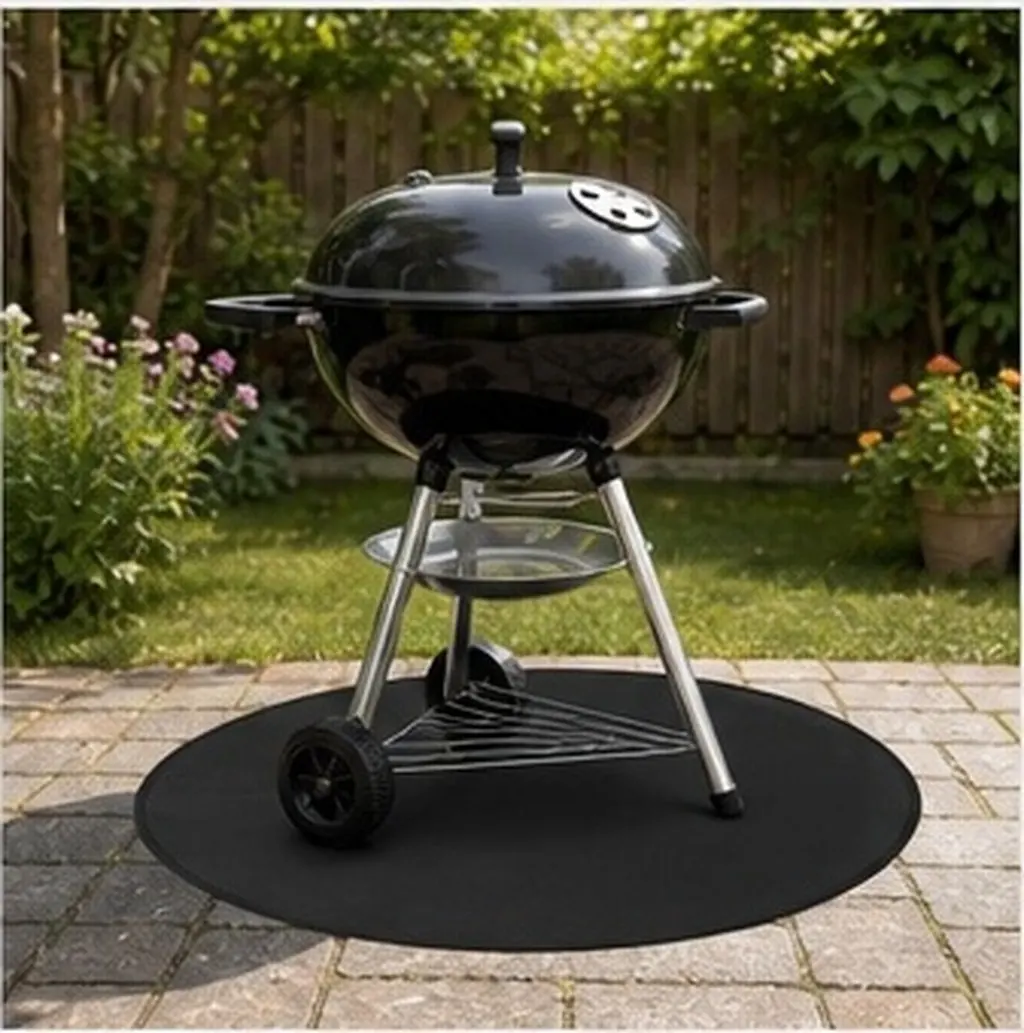 Round Heat Resistant Fireproof Bbq Mat 24 Inch Outdoor Grill Fire Pit Pad Waterproof Oil Proof Camping Fire Mat