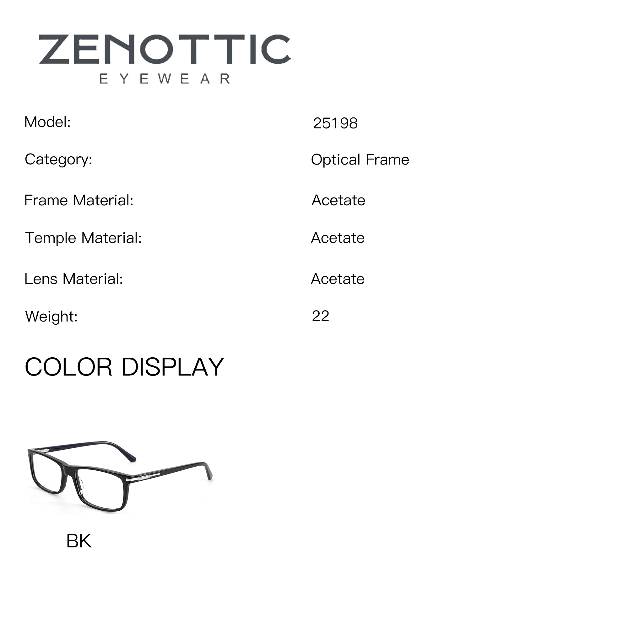 ZENOTTIC Square Rectangle Handmade Acetate Blue Light Filter Progressive Multifocal Photochromic Men's Prescription Eyeglasses