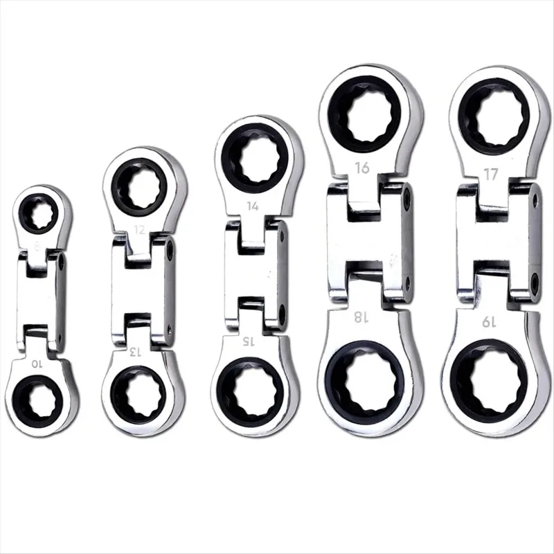 at59-5-piece-flex-head-stubby-ratcheting-combination-wrench-set-mini-wrench-set-double-box-end-flex-head-mini-spanner-set