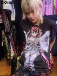 KOSAHIKI 2024 Women Fashion Tshirt Harajuku Japanese Cartoon Print Loose Casual Graphic Tee Woman Tshirts Aesthetic Goth Y2k Top