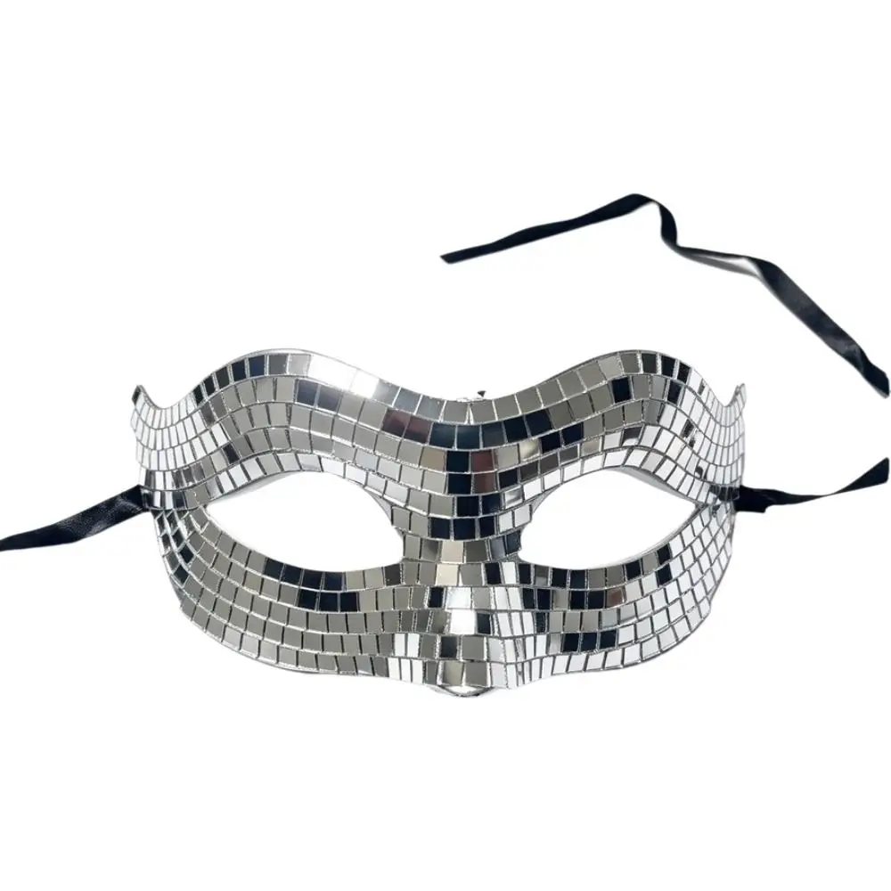 Sparkling Finish Disco Face Mask Glitter Texture Eye Covers Costume Mask Golden/ Silver Mirror Half Face Mask Halloween Costume