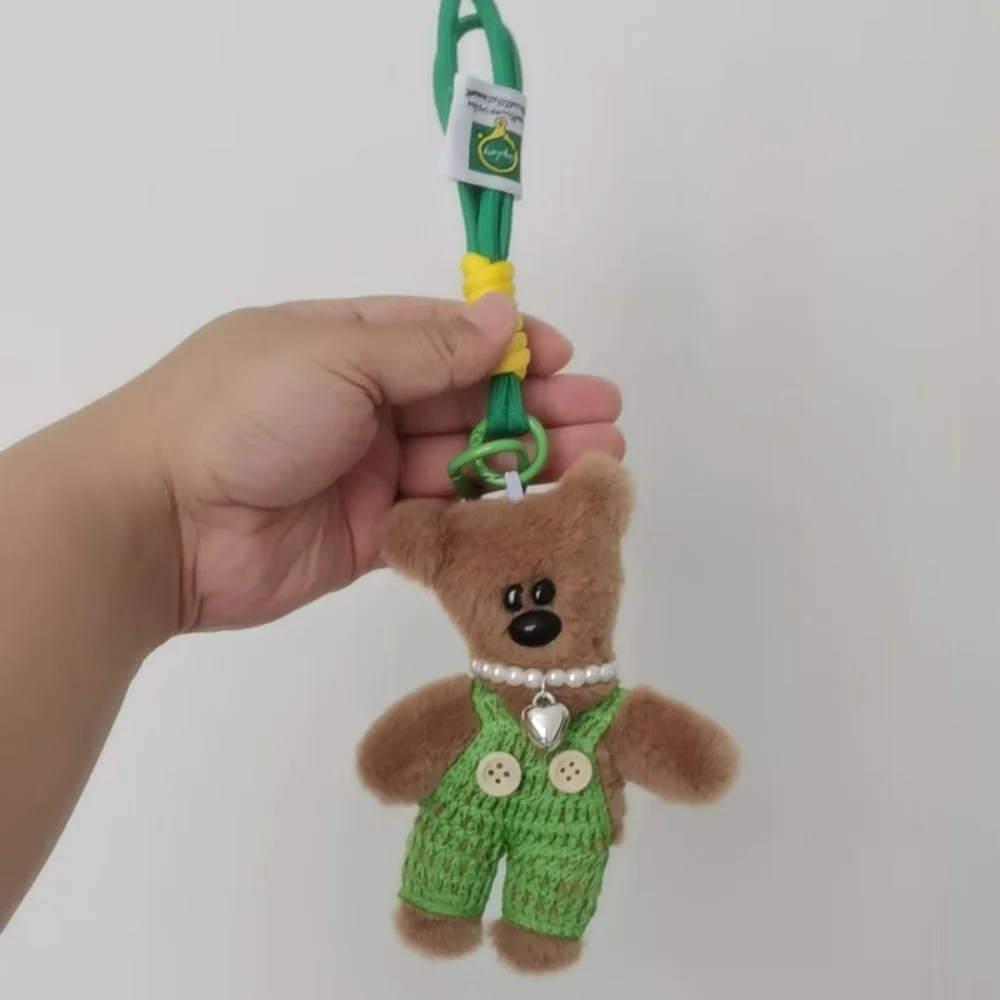 15cm Lovely Small Bear Toy Plush Keychains Cute Dressing Bear Backpack Pendant Car Keychain Pendant Girls Women Bag Accessories