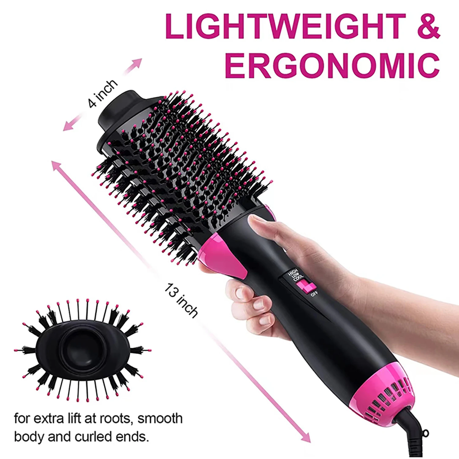 Professional 4 IN 1 Hair Dryer Brush, One Step Hot Air Brush & Volumizer, Hair Straightener Brush and Blow Dryer Brush for Women