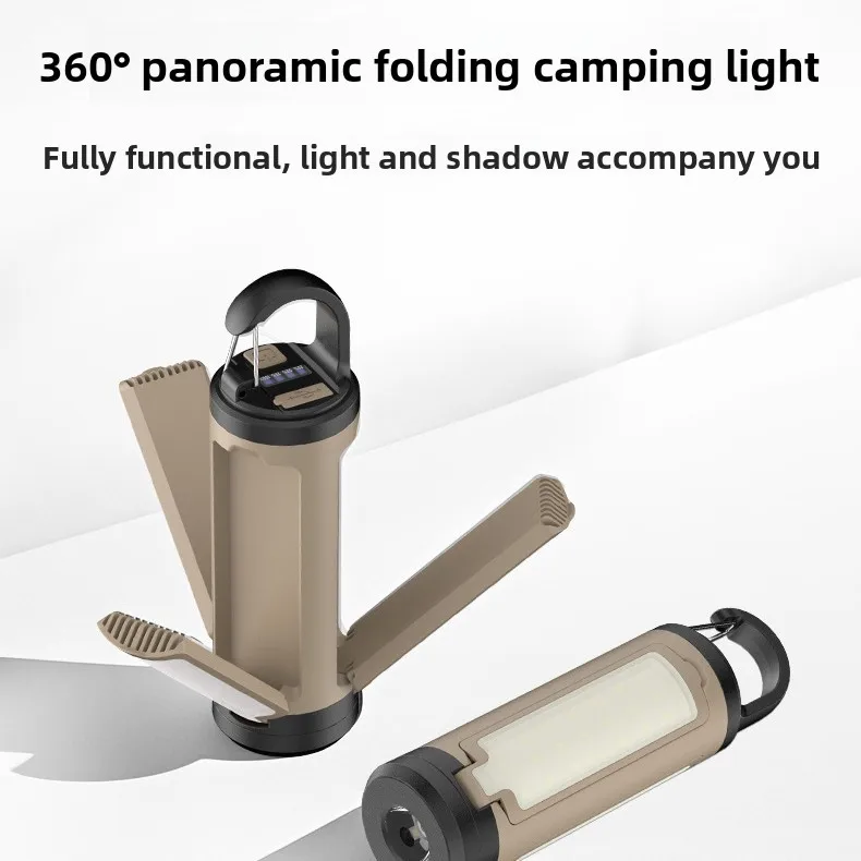 Outdoor LED light Three-leaf folding camping light TYPE charging portable hook Multifunctional camping tent light