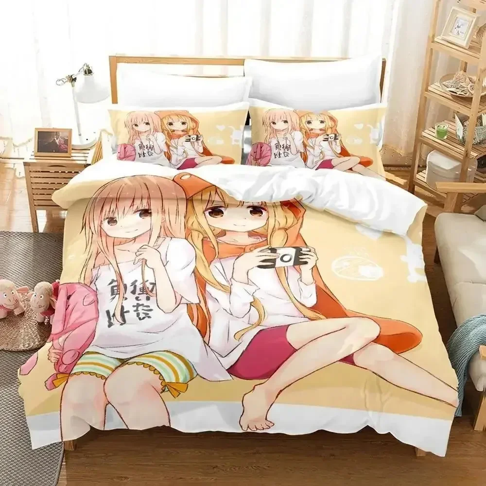 Himouto! Umaru-chan Bettwäsche-Set für Einzelbett, Twin, voll, Queen-Size-Bett, Bett-Set für Erwachsene und Kinder, Schlafzimmer, Bettbezug-Sets, Anime-Bettlaken-Set