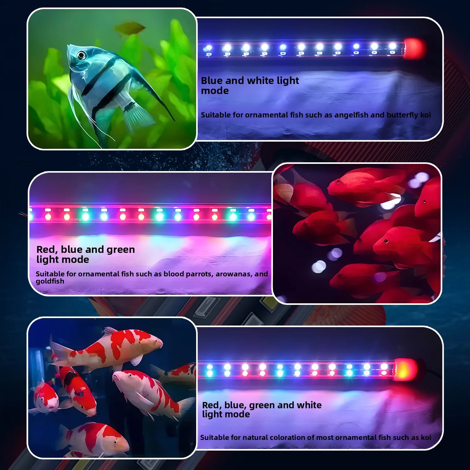 Underwater Submersible Color Enhancing Aquarium Lamp Waterproof High Bright LED Arowana Tank Lighting
