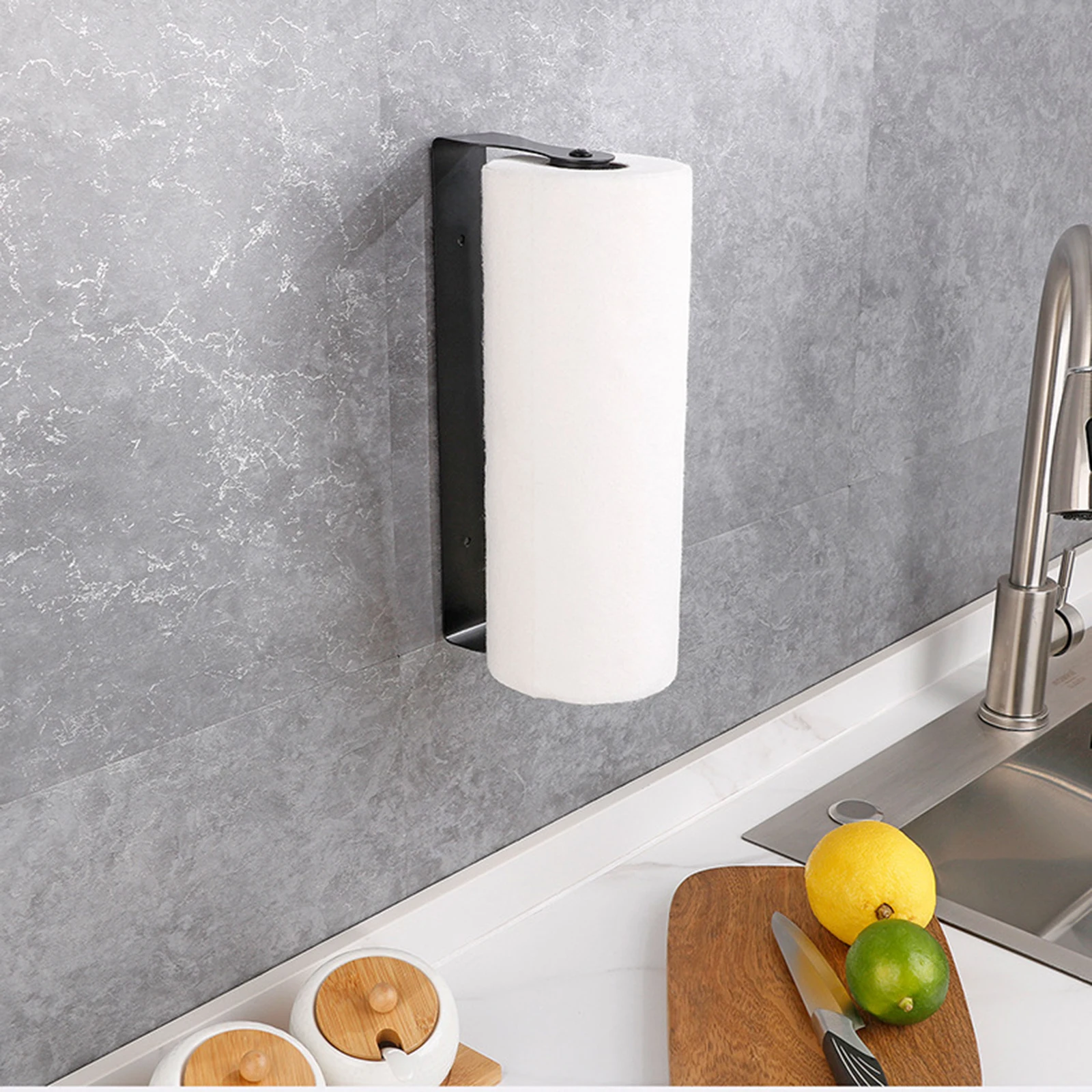 حامل لفائف ورق المطبخ يُثبت على الحائط، حامل تخزين لفة ورق التواليت، ملحقات المطبخ شديدة التحمل