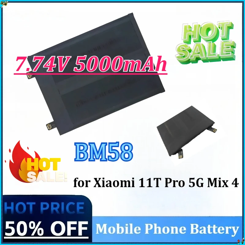 

Новый обновленный резервный аккумулятор для мобильного телефона BM58 7,74 В 5000 мАч для Xiaomi 11T Pro 5G Mix 4, замена аккумулятора большой емкости