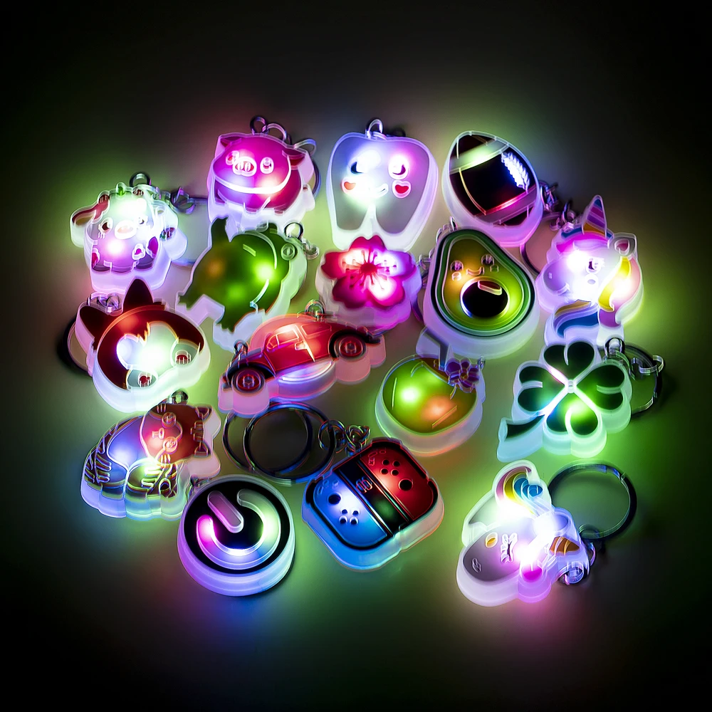 1 pçs led chaveiros nova chegada bonito unicórnio joystick porco flor gato vaca luminosa chaveiro acessórios para carro feminino masculino presentes chave