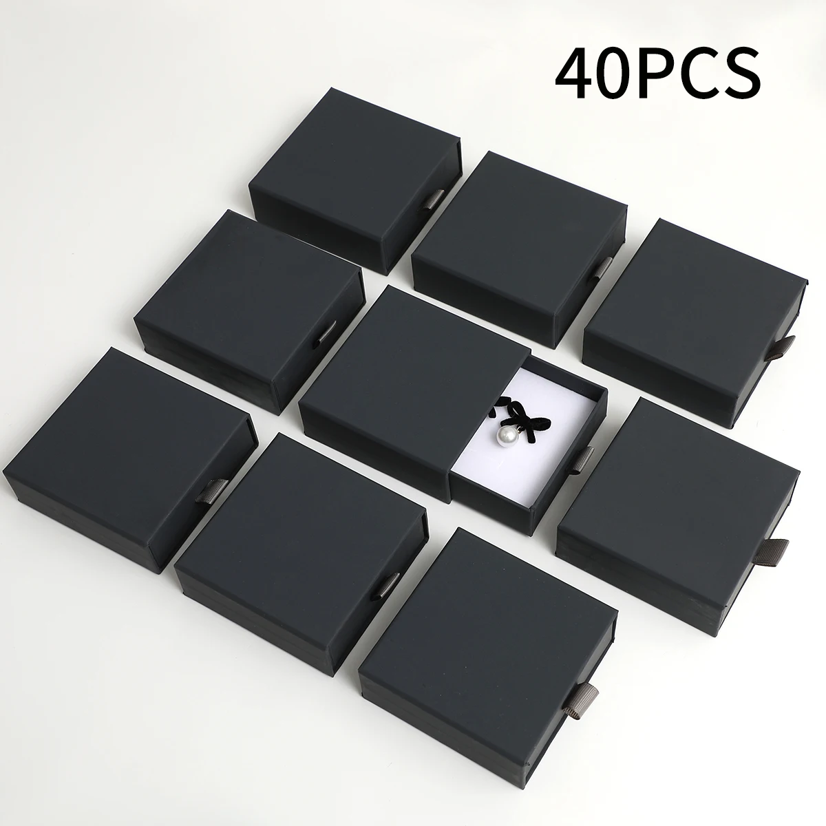 40pcs new kraft paper drawer jewelry packaging box necklace bracelet ring ribbon gift packaging box ready for delivery