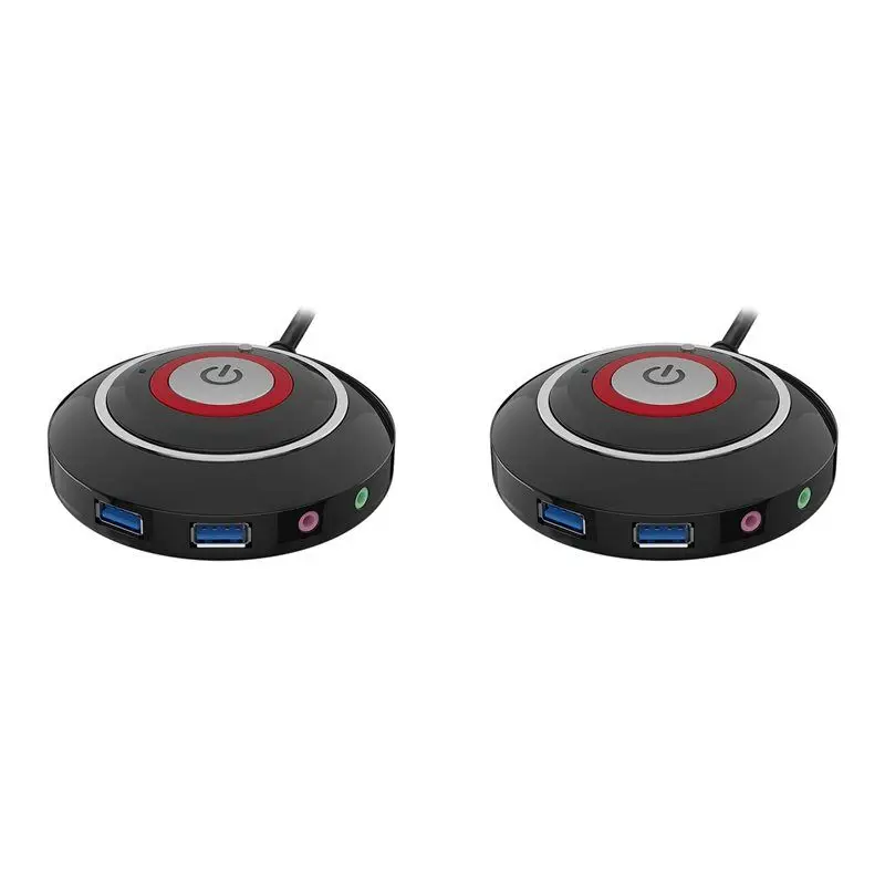 

A95Q-2X Desktop Computer Switch Button With Dual USB Ports And Audio PC External Start Button 165Cm Cable