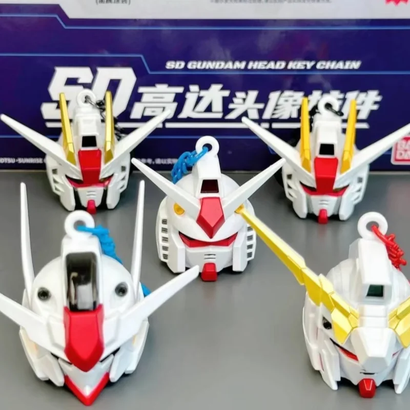 

Bandai Genuine Sd Gundam Head Light-Up Pendant Blind Box Model Keychain Figurine Trendy Toy Doll Holiday birthday Gifts In Stock