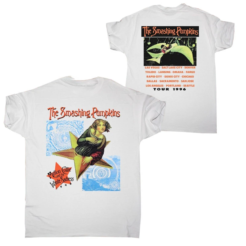 1996 Smashing Pumpkins Rock Casual T-Shirt Men's and Women's Luxury Band Brand Top 2026