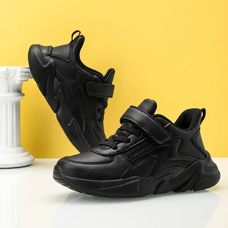 

Студенческая обувь,Новая детская обувь, Кроссовки Модная повседневная обувь, Чистый белый чистый черный цвет, Кроссовки для мальчиков, Мягкая подошва,