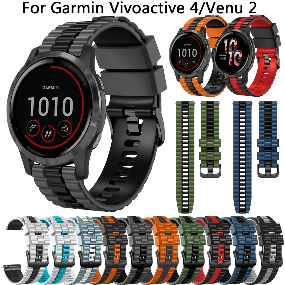 

New 22mm Silicone Wrist Strap For Garmin Vivoactive 4 Smartwatch Band Accessory Venu 2 Forerunner 955 745 255 Watchband Bracelet