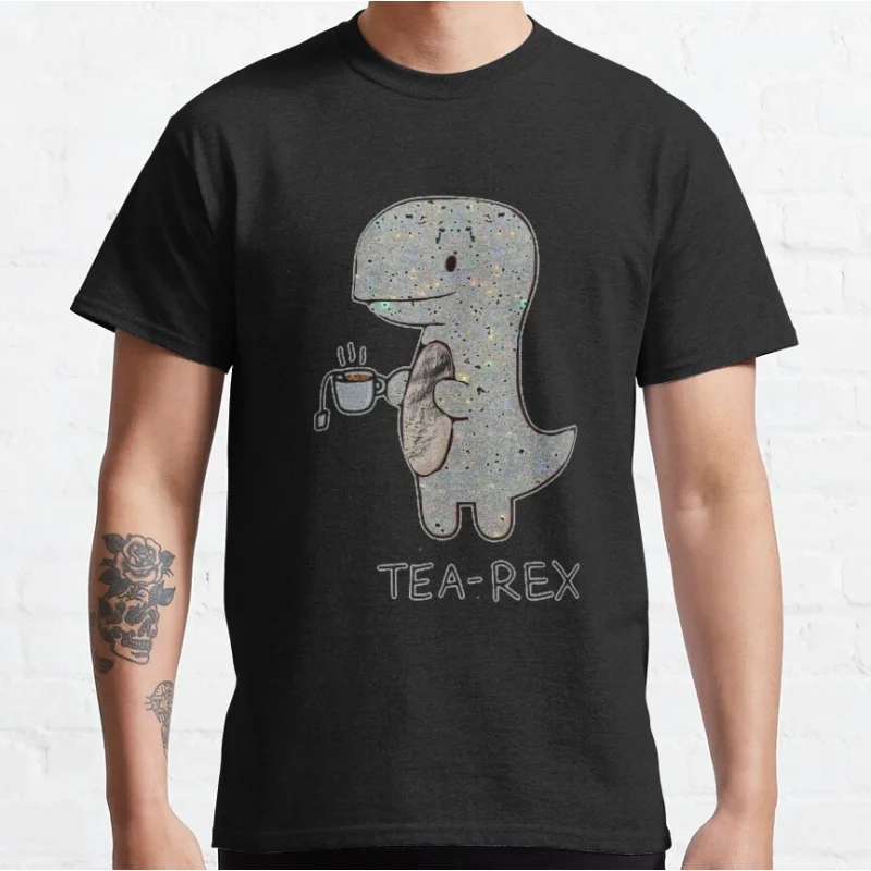 

Little Glitter Tea Rex Cute Dinosaur funny tyrannosaurus rex humor Graphic T Shirts large size Adult tops S-6XL