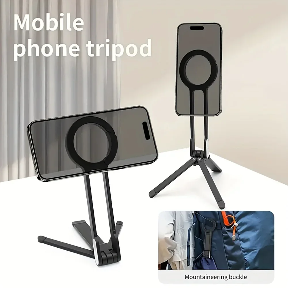 Carabiner Mobile Phone Tripod Magnetic Holder Stand Desktop Universal Adjustable Foldable Bracket For iPhone 17 Pro Max 17 16 15