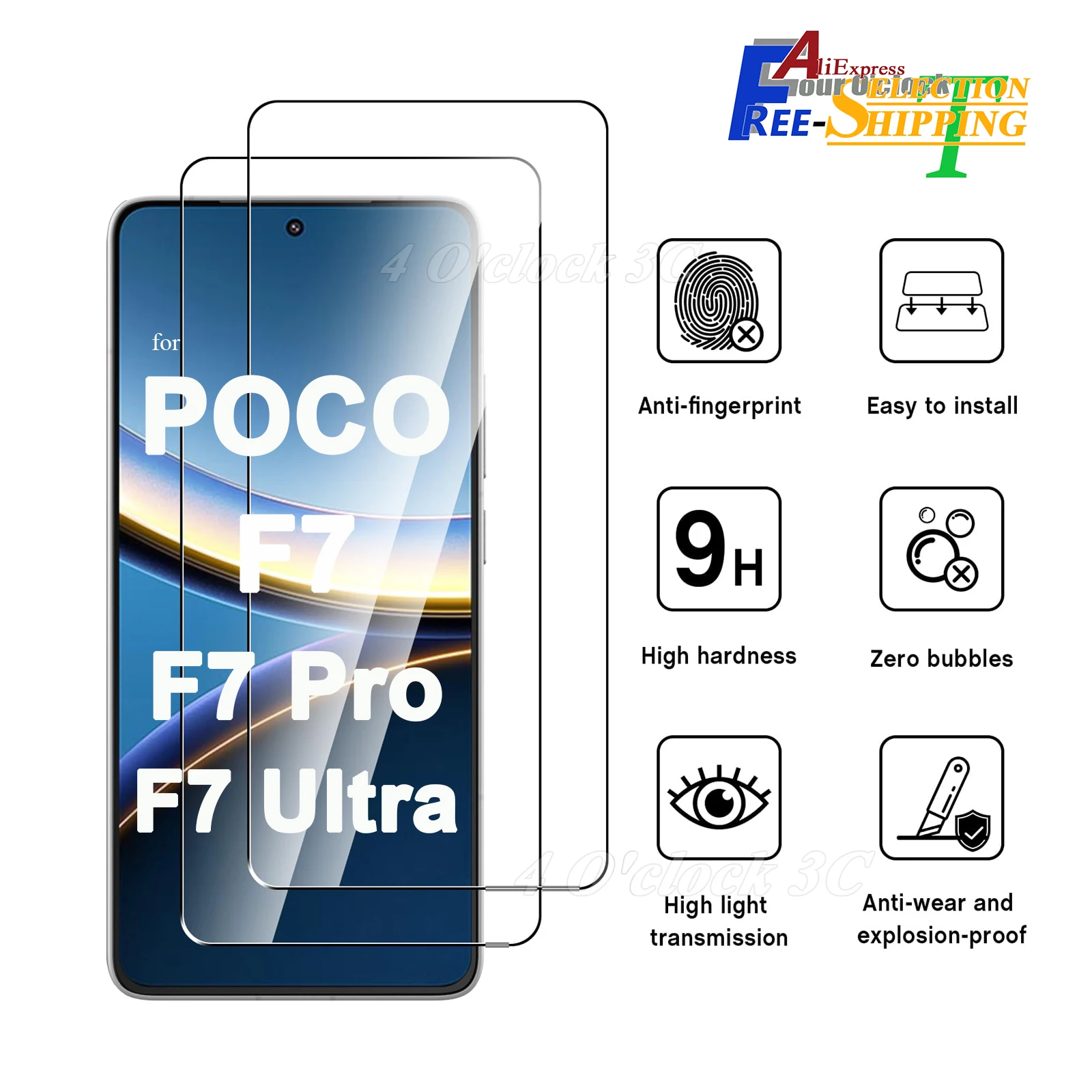 

For POCO F7 Pro Ultra Screen Protector Tempered Glass Crystal Mica 9H HD Clear Transparent