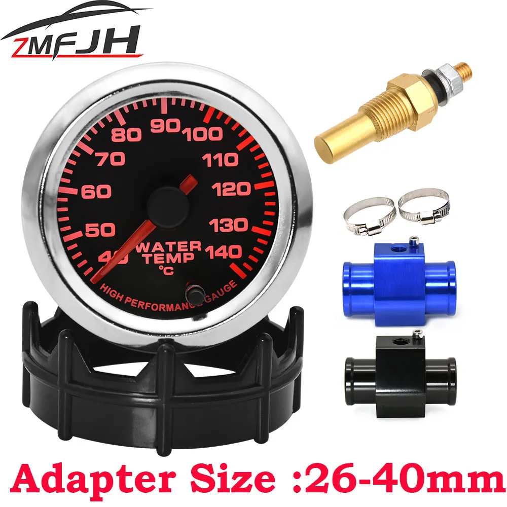 AD 52MM Water Temperature Gauge 40~140 Celsius Racing Gauge Kit Car with 1/8NPT Sensor Water Temp Joint Pipe Sensor Adapter 