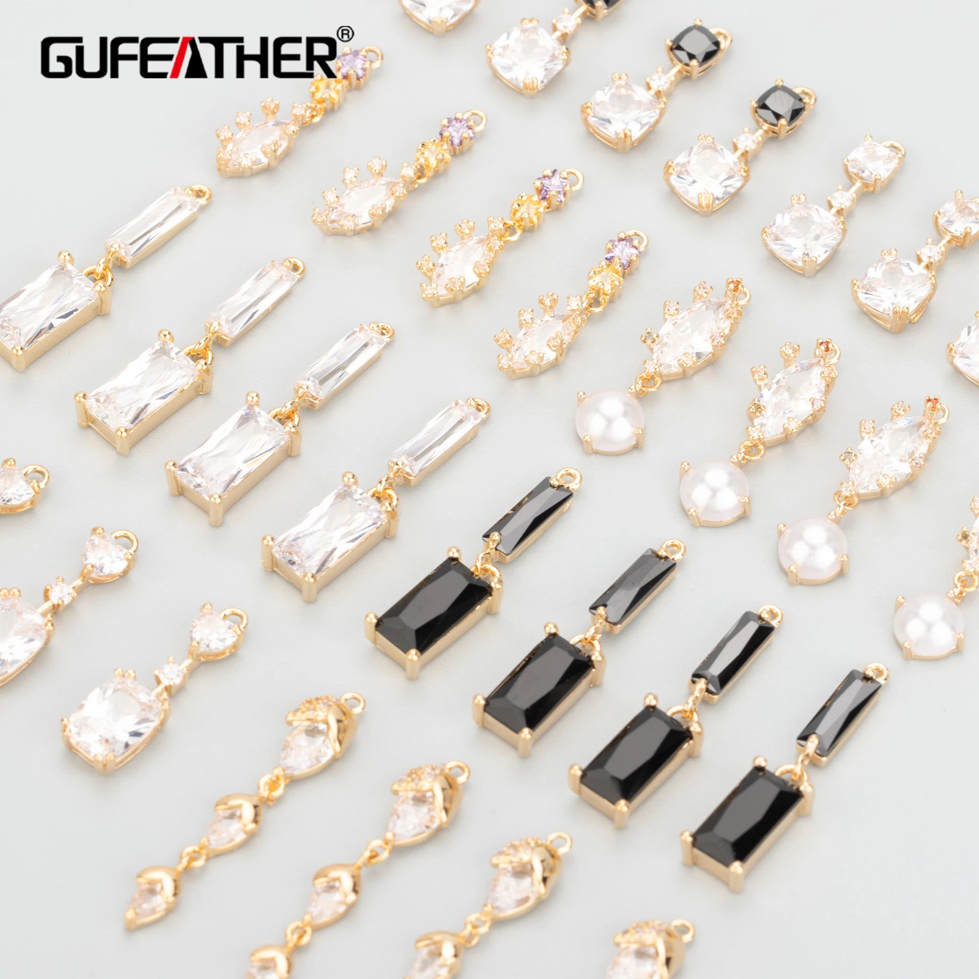 GUFEATHER MB60,jewelry accessories,18k gold plated,nickel free,copper,zircons,glass,charms,jewelry making,diy pendants,6pcs/lot