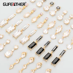 GUFEATHER MB60,jewelry accessories,18k gold plated,nickel free,copper,zircons,glass,charms,jewelry making,diy pendants,6pcs/lot