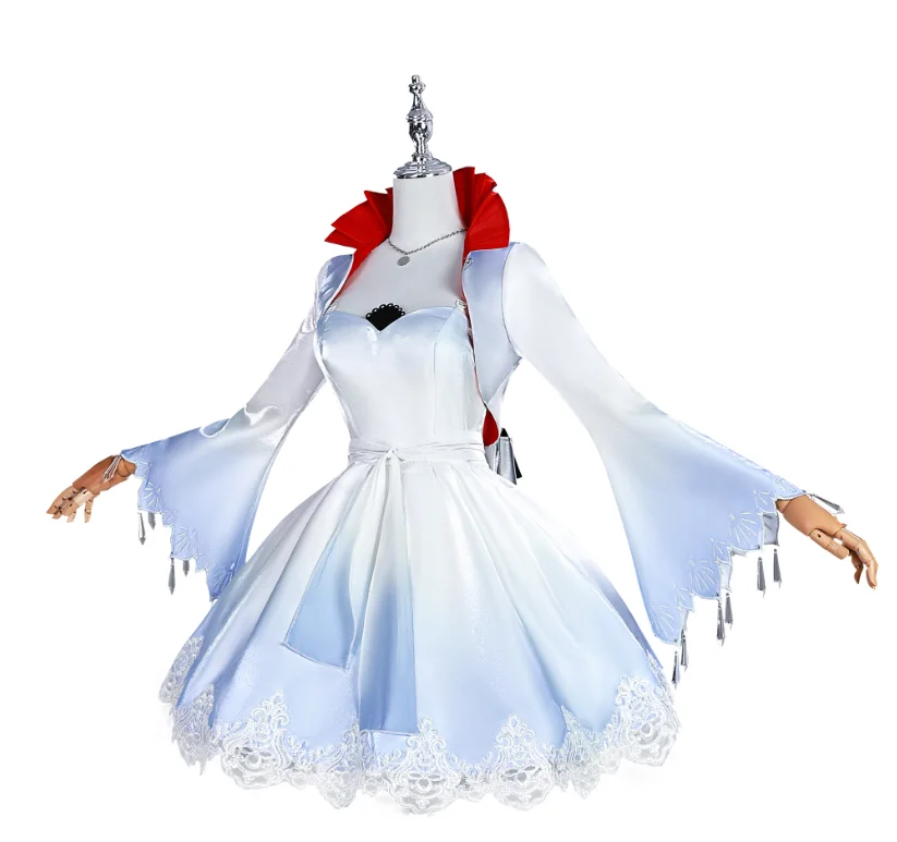 RWBY Anime Weiss Schnee Cosplay Costume White To Blue Gradient Elegance Dress Lace Lolita Girls Halloween Cosplay Costume