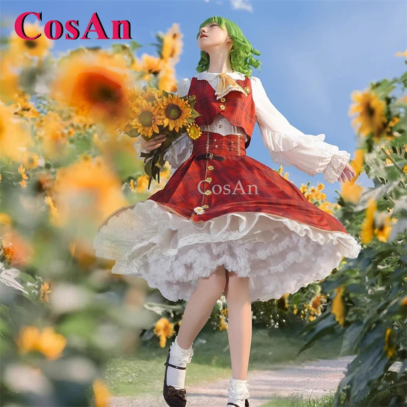 

CosAn Game Touhou Project Kazami Yuuka костюмы для косплея элегантная милая красная сетка униформа Хэллоуин вечерние ролевые игры одежда новая