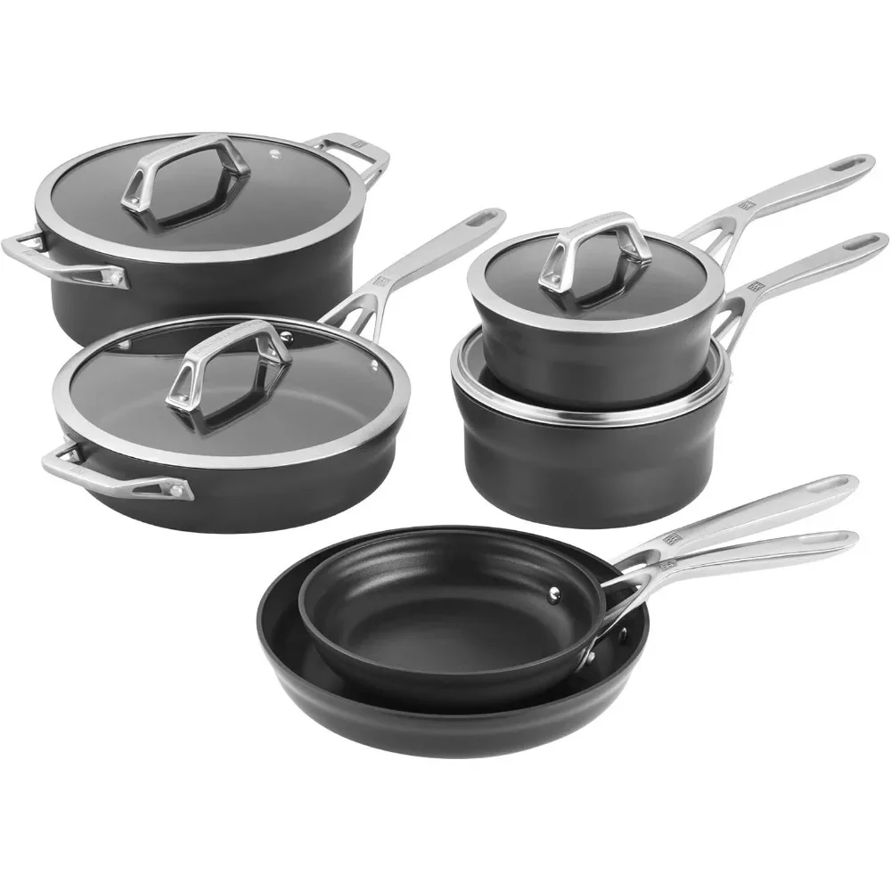 

Motion Nonstick Hard-Anodized Cookware Set in Grey, Dutch Oven, Fry pan, Saucepan