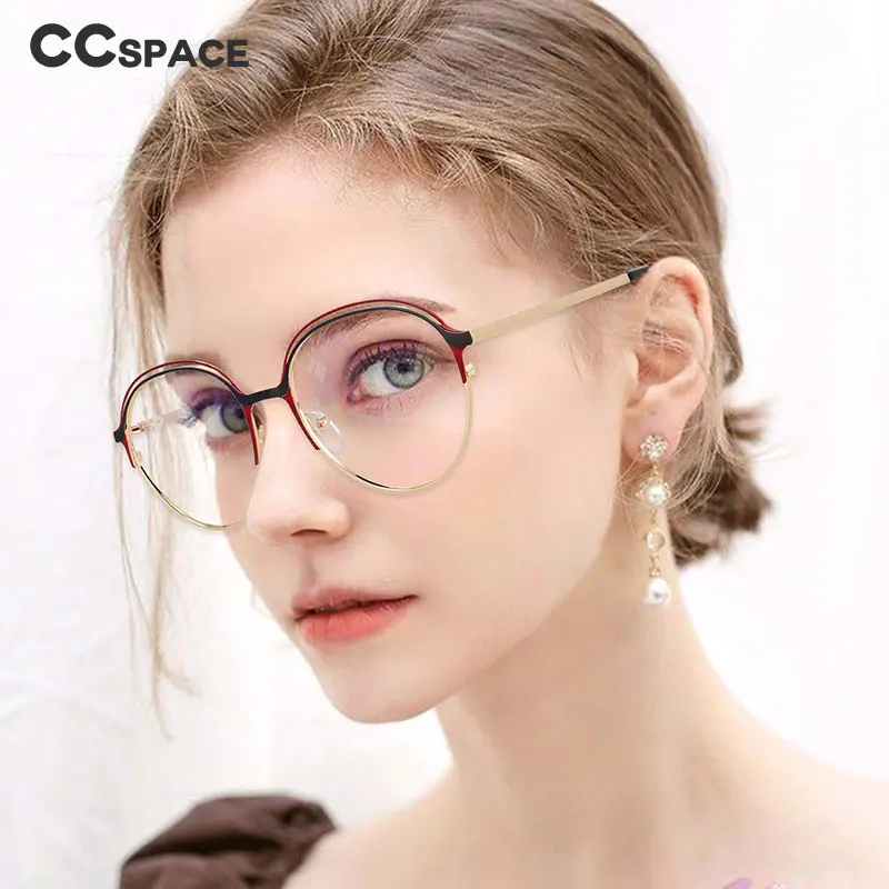 

54559 Металлическая круглая оправа для компьютерных очков в большой оправе, женские круглые очки с защитой от синего света, блокирующие очки, оптические очки