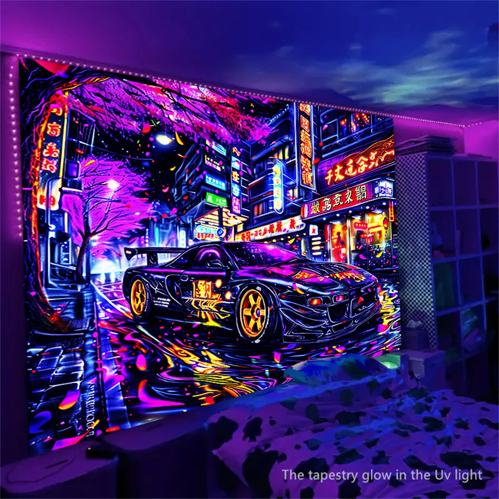 Racing UV Blacklight Fluoresce - Aesthetic Tapestry ulasan dan harga