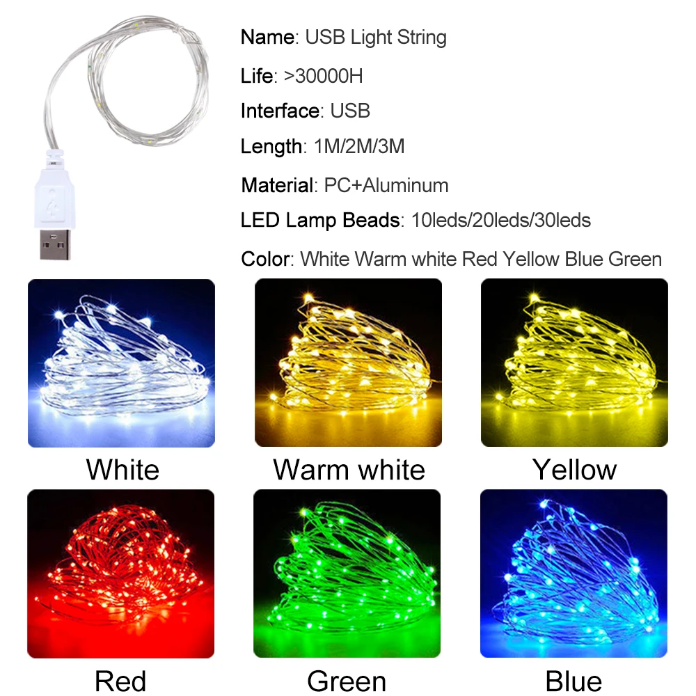 USB Fairy Lights,1M 2M 3M ,Flexible Firefly Starry Moon String Lights for home DIY Wedding Party Bedroom Christmas Decoration