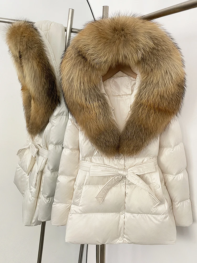 OFTBUY Winter 90% Duck Down Jacket Women Luxury Large Natural Silver Fox Fur Hooded Thick Warm Female Parkas Waterproof